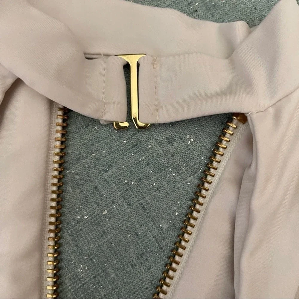 Beach Bunny Bikini Top Gold Zipper